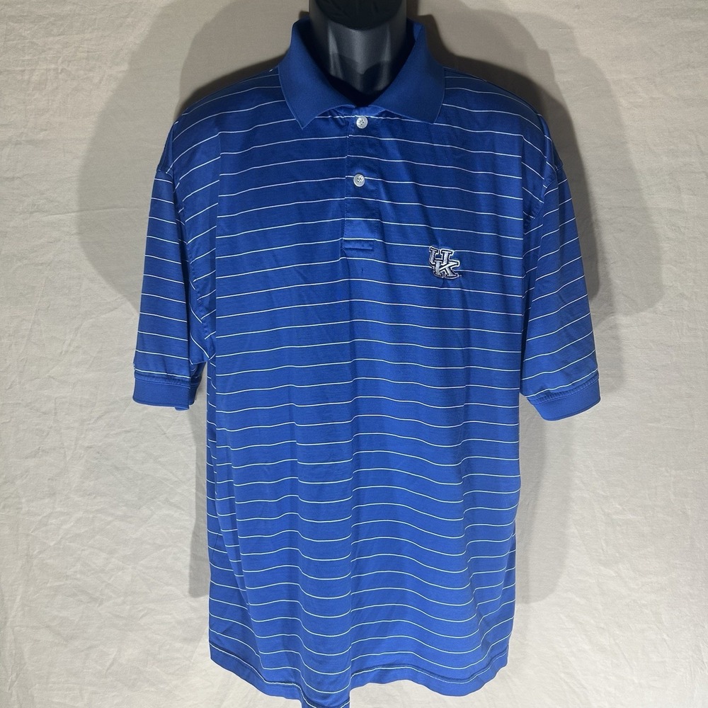 Crable Sportswear Kentucky Wildcats UK Polo Shirt Men's XXL Blue Striped Golf